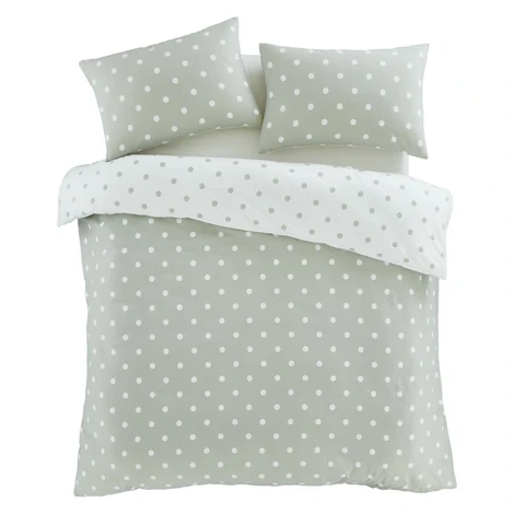 Biele/zelené flanelové obliečky na dvojlôžko/predĺžené 230x220 cm Polka Dot – Catherine Lansfiel Catherine Lansfield
