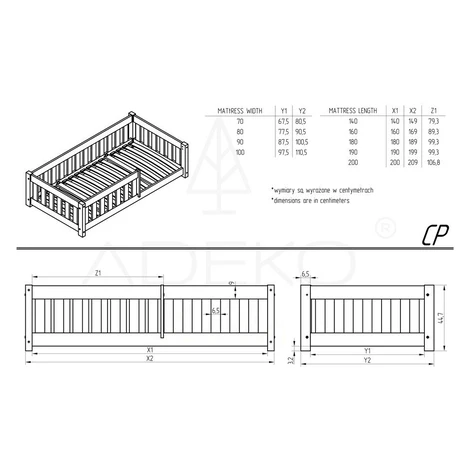 Detská posteľ s výsuvným lôžkom s úložným priestorom s roštom v prírodnej farbe 120x200 cm CP –  Adeko