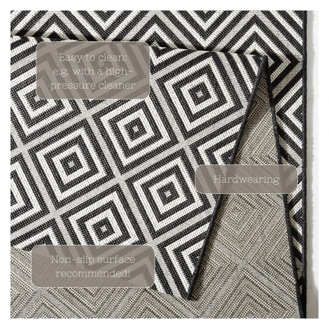 Čierno-biely vonkajší koberec NORTHRUGS Karo, 80 x 150 cm Hanse Home
