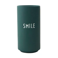 Tmavozelená porcelánová váza Design Letters Smile, výška 11 cm