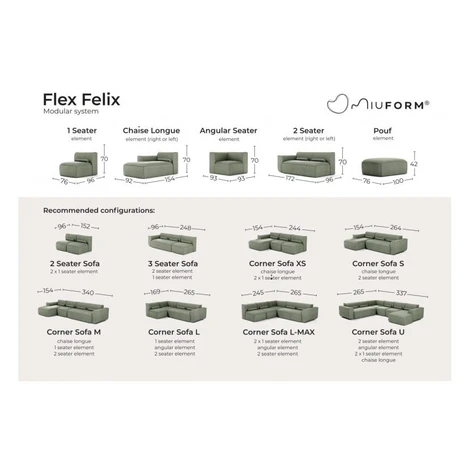 Sivá rohová pohovka (ľavý roh) Flex Felix – Miuform