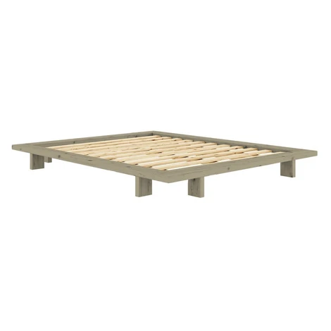 Šalviovozelená dvojlôžková posteľ z borovicového dreva bez čela s roštom 180x200 cm Japan – Karu Karup Design