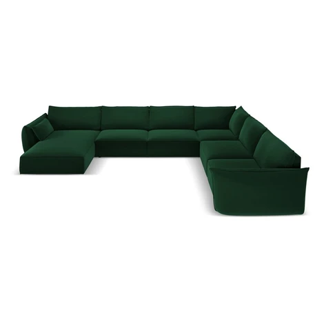 Tmavozelená zamatová rohová pohovka (pravý roh/do "U") Vanda – Mazzini Sofas