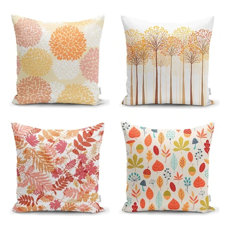 Súprava 4 obliečok na vankúše Minimalist Cushion Covers Autumn Design, 45 x 45 cm