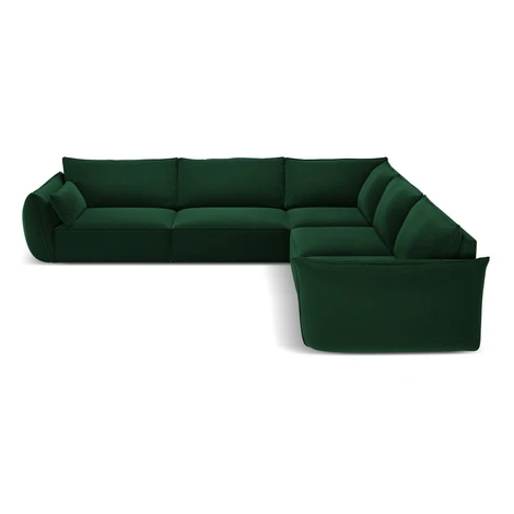 Tmavozelená zamatová rohová pohovka Vanda – Mazzini Sofas