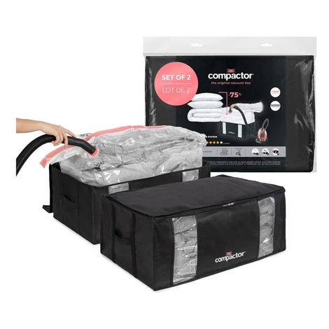 Vákuové/vystužené látkové úložné boxy na oblečenie v súprave 2 ks 65x45x27 cm Black Edition – Co Compactor