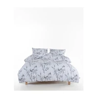 Biele/sivé obliečky na jednolôžko z bavlny Renforcé 140x200 cm White Floral – Mila Home Luxury