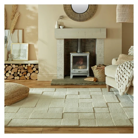 Béžový vlnený koberec 230x160 cm Checkerboard - Flair Rugs