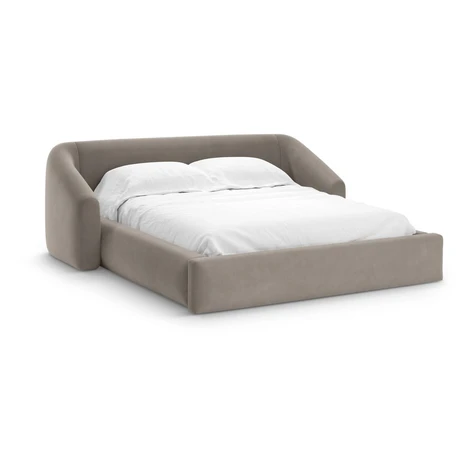 Svetlohnedá čalúnená dvojlôžková posteľ s úložným priestorom s roštom 180x200 cm Campi – Cosmopo Cosmopolitan design