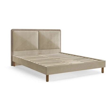 Béžová/taupe čalúnená čalúnená dvojlôžková posteľ s roštom 140x190 cm Mara – Bobochic Paris