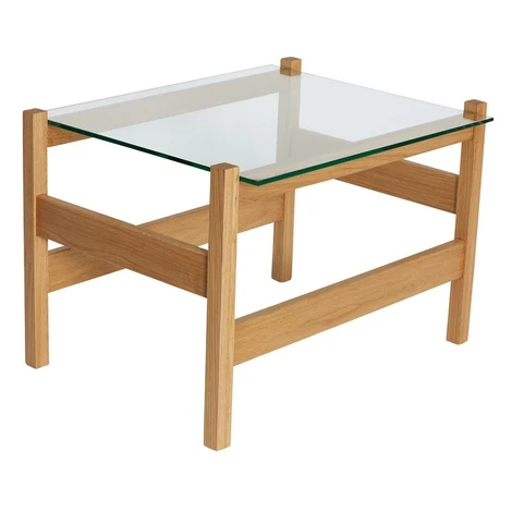 Konferenčný stolík so sklenenou doskou v prírodnej farbe 52x66 cm Ledge – Hübsch