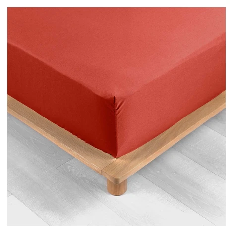 Napínacia plachta z bavlneného perkálu v tehlovej farbe 180x200 cm Percaline – douceur d'intérie douceur d'intérieur