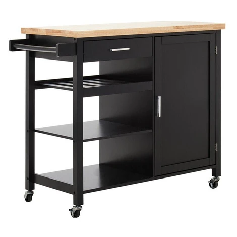 Kuchynský ostrovček na kolieskach z kaučukového dreva 48x105 cm Frankfurt – Premier Housewares