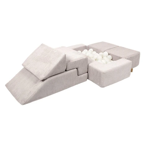 Krémové menčestrové penové ihrisko 100x35x40 cm Montessori – Meowbaby