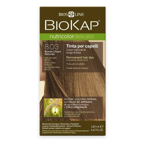 Biokap Nutricolor Delicato - Farba na vlasy 8.03 Blond prírodná svetlá 140 ml