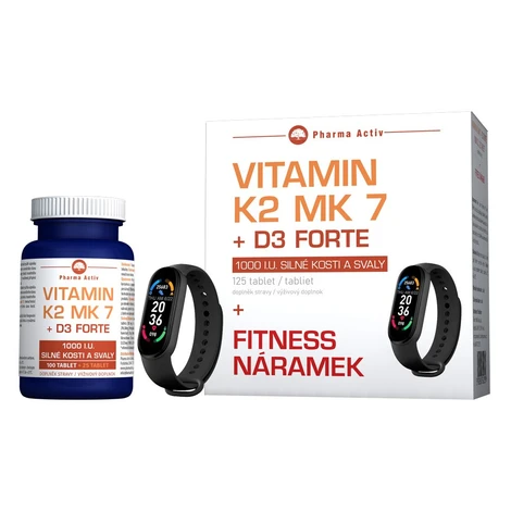 Pharma Activ Vitamín K2 MK 7 + D3 Forte 125 tabliet + Fitness náramok