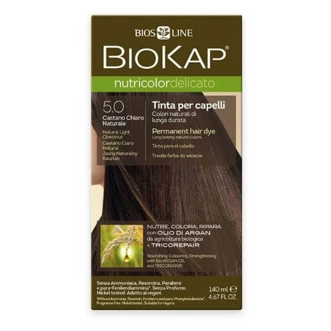 Biokap Nutricolor Delicato - Farba na vlasy 5.0 Gaštanová prírodná svetlá 140 ml