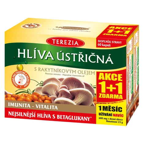 Terezia Company Hliva ustricová sa 100% rakytníkovým olejom 60 kapsul + 60 kapsul ZDARMA