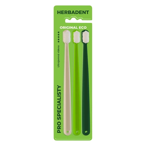 HERBADENT Original ECO 5* Tripplepack Zubná kefka, ultra jemné vlákna, v blistri 3 ks