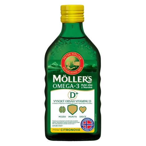 MÖLLERS Omega 3 RYBÍ OLEJ dospelí 50+ Citrónová príchuť 250 ml