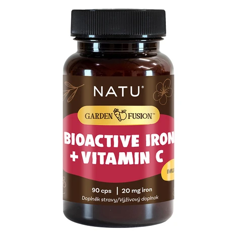 NATU Garden Fusion, Bioaktivné železo 20 mg s vitamínom C a piperinom 90 kapsúl