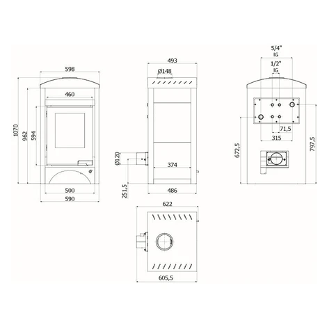 Kachle s výmenníkom AQUAFLAM VARIO BARMA 11/5kW obklad orech FLHSF34-002