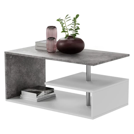 Konferenčný stolík, 90 x 50 x 41 cm, bielo/sivý (vzor) Miadomodo