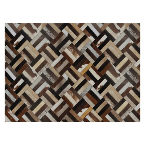 Luxusný kožený koberec, hnedá/čierna/béžová, patchwork, 170x240 , KOŽA TYP 2 Tempo Kondela