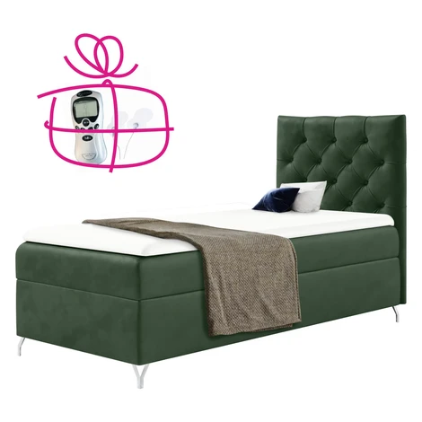 Boxspringová posteľ, 90x200, zelená látka Velvet, pravá, GULIETTE + darček Tempo Kondela