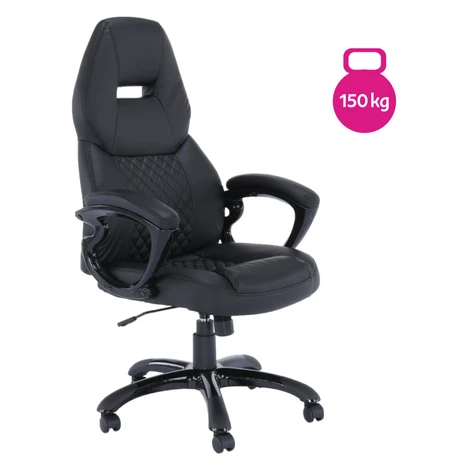 Kancelárske kreslo, čierna ekokoža, nosnosť 150 kg, HEVYR Tempo Kondela