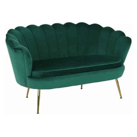 Lavica v štýle Art-deco, smaragdová Velvet látka/gold chróm-zlatý, NOBLIN Tempo Kondela