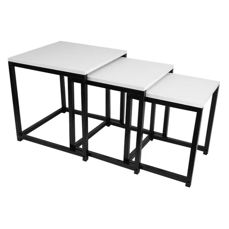 Set 3 konferenčných stolíkov, biela matná/čierna, KASTLER NEW TYP 3 Tempo Kondela