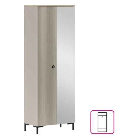 Skriňa so zrkadlom, sivohnedá Taupe/dub silverjack, DOMCA 2D Tempo Kondela