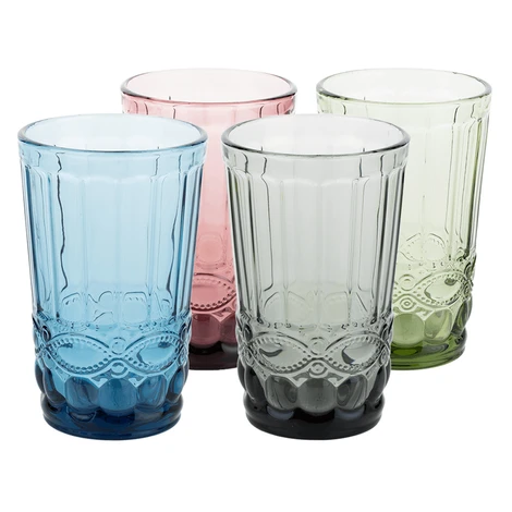 Poháre na vodu, set 4 ks, 350 ml, farebné vintage, SAVOY TYP 1 Tempo Kondela