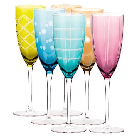 Poháre na šampanské, set 6 ks, 300 ml, mix farieb, GAIRA TYP 3 Tempo Kondela