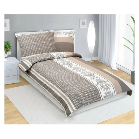 Bellatex Bavlnené obliečky Ornament kávová, 140 x 220 cm, 70 x 90 cm, 140 x 220 cm, 70 x 90 cm