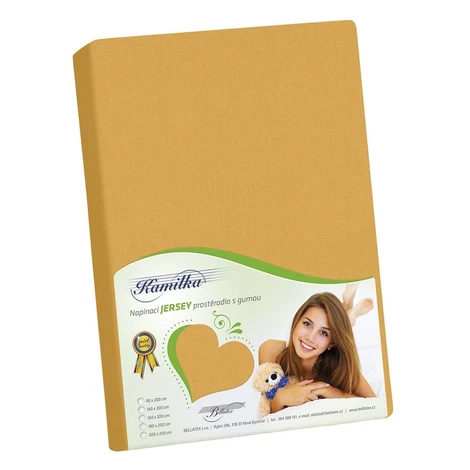 Bellatex Jersey prestieradlo Kamilka horčicová, 90 x 200 cm
