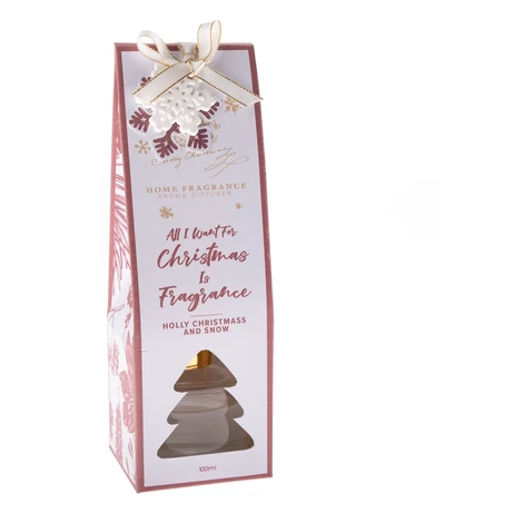 Vonný difuzér Holly Christmass and snow, 100 ml, svieža bavlna