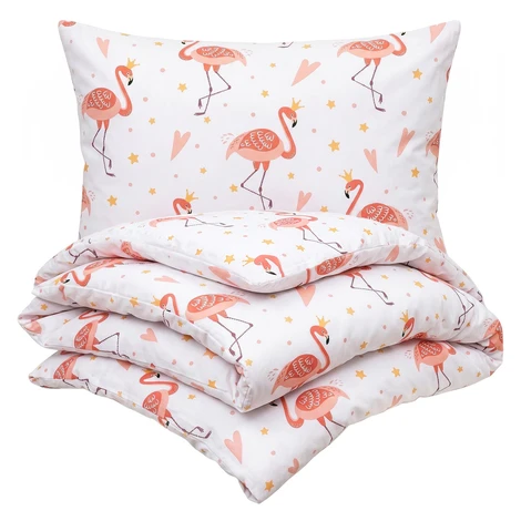 4Home Detské bavlnené obliečky do postieľky Flamingo, 100 x 135 cm, 40 x 60 cm