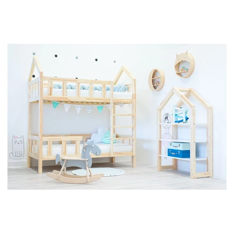 Domčeková poschodová posteľ Premium so zvislou zábranou ELIS DESIGN rozmer lôžka: 100 x 190 cm