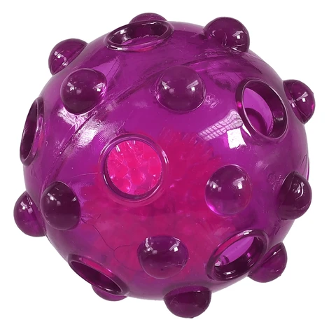 Dog Fantasy hračka Glow svietiaca lopta TPR  fialová 8 cm