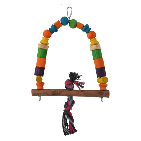 Bird Jewel hojdačka drevená s uzlom farebná 32 cm