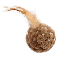 Hracka MC lopticka pletena s pierkami a catnipom mix 14cm