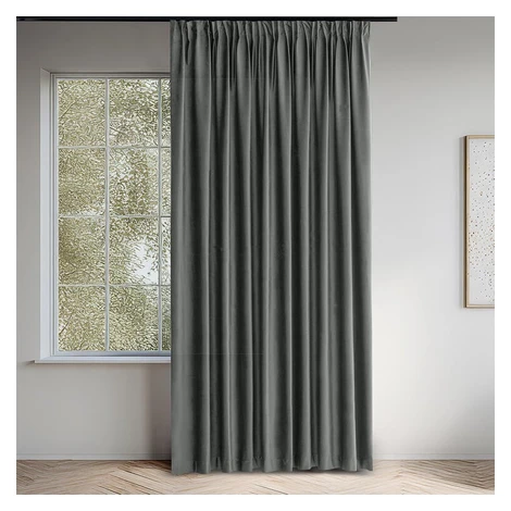 Zamatový záves FILUMI tmavo šedý 140 x 250 cm sada 2 ks decoDoma