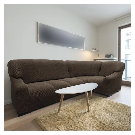 Super strečové poťahy NIAGARA tabaková rohová sedačka (š. 340 - 540 cm) Nueva Textura