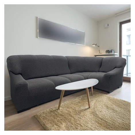 Super strečové poťahy NIAGARA antracitová rohová sedačka (š. 340 - 540 cm) Nueva Textura