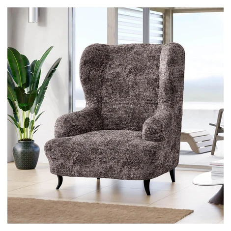 Bielastické poťahy MARMO hnedé kreslo ušiak (š. 60 - 110 cm)