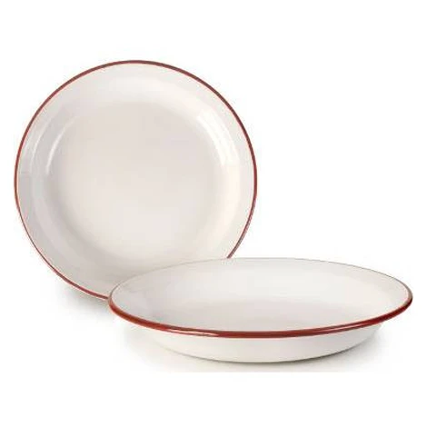 Smaltovaný tanier hlboký červeno-biely 28 cm - Ibili