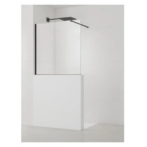 Sprchová zástěna SAT Walk-in 110x100 cm na nižšiu priečku čierna SATBWIS110PRC