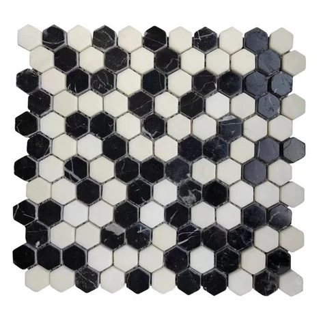 Kamenná mozaika Premium Mosaic Stone černobílá 28x30 cm mat STMOSHEXW